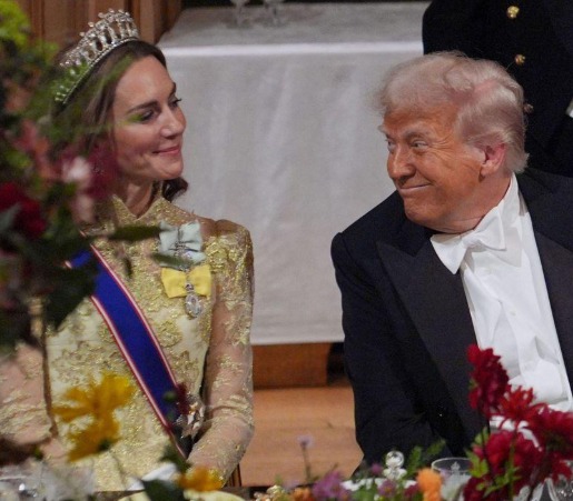 Kate Middleton, emoționată la banchetul de la Castelul Windsor. Complimentele lui Donald Trump au atras atenția