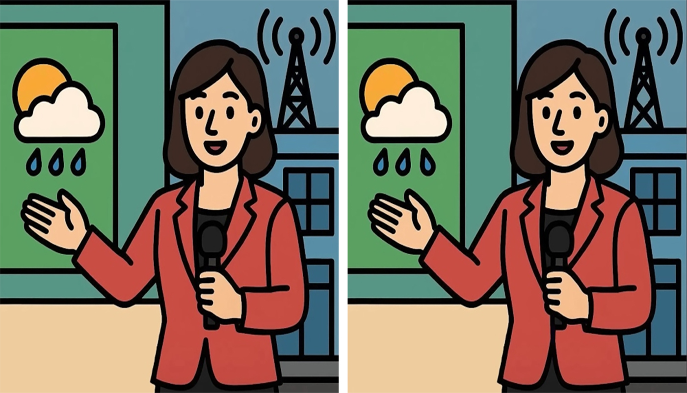 Test de inteligență | Găsiți cele 3 diferențe dintre cele două prezentatoare ale rubricii Meteo