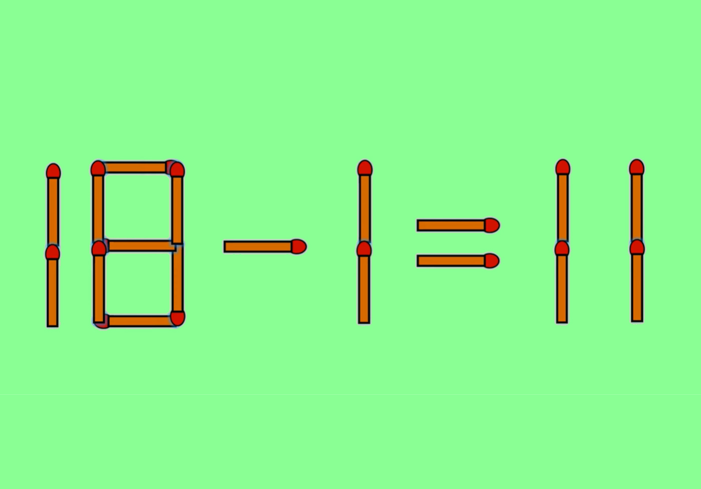 Test de inteligență: Mută un singur chibrit ca să transformi 18 – 1 = 11 într-o ecuație corectă