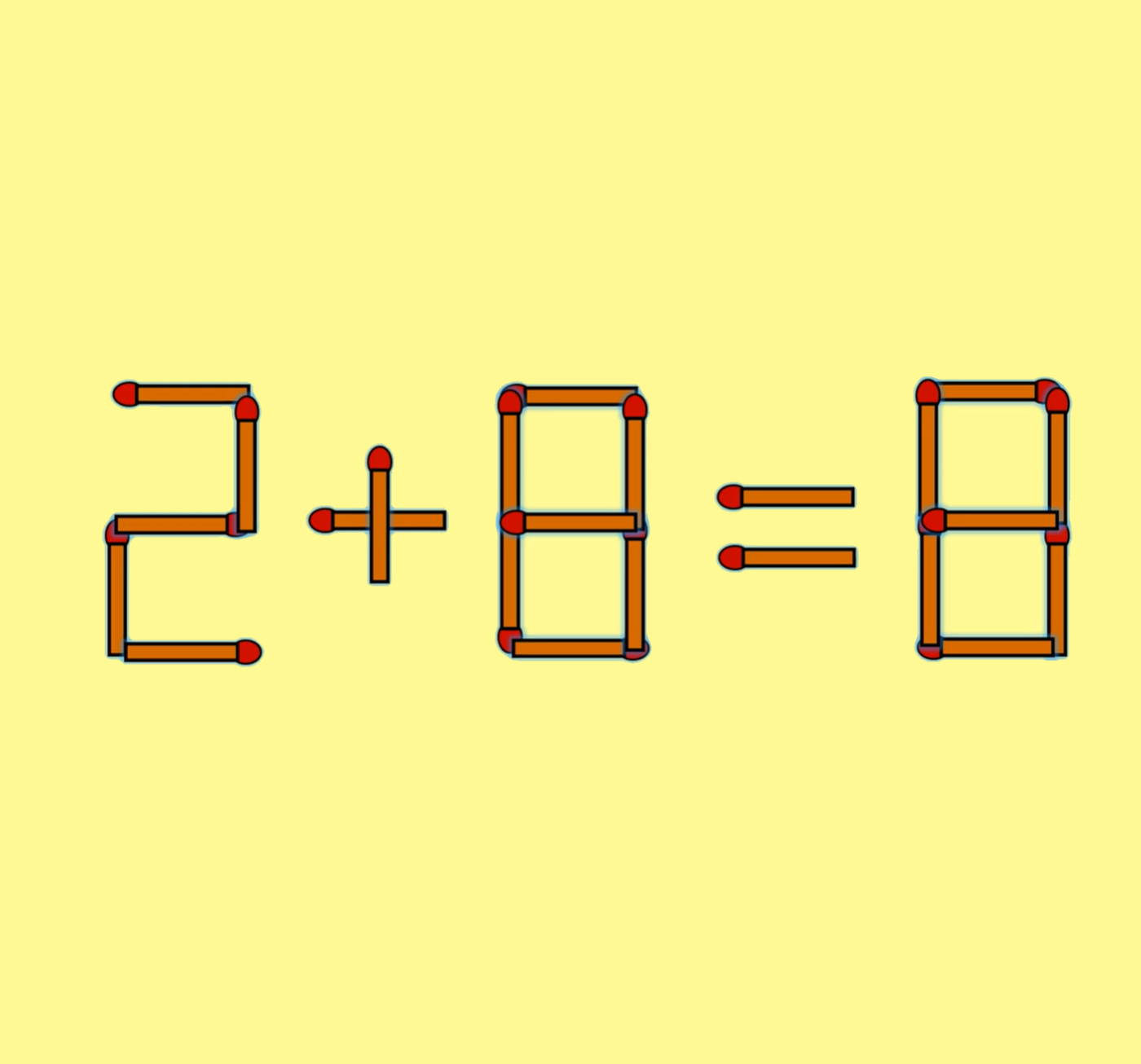 Test IQ cu chibrituri | Mută un singur băț și corectează egalitatea 2 + 8 = 8