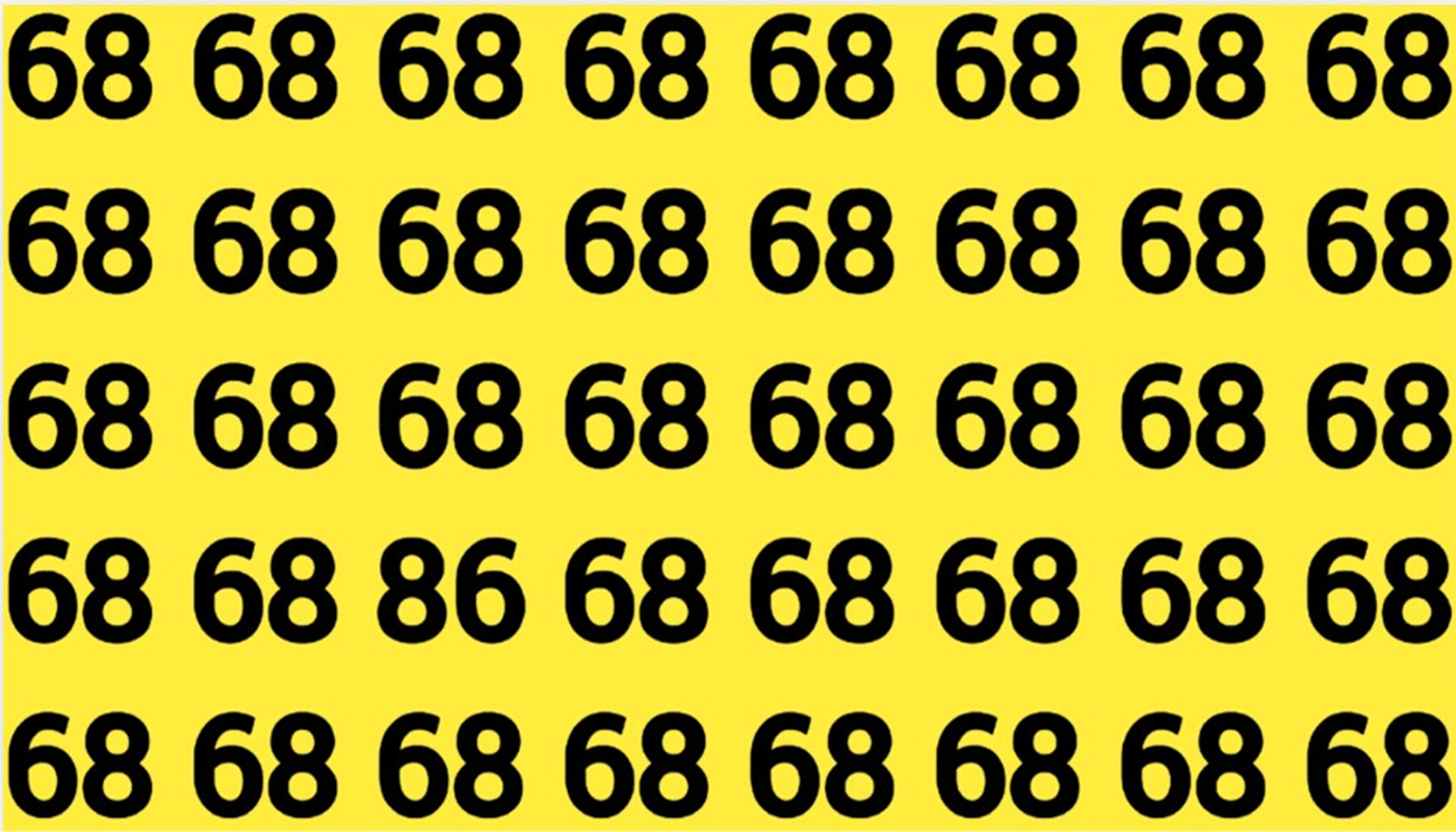 Test de logică | Un singur număr din imagine NU este 68. Îl poți găsi pe cel diferit? Provocarea care pune la încercare atenția!