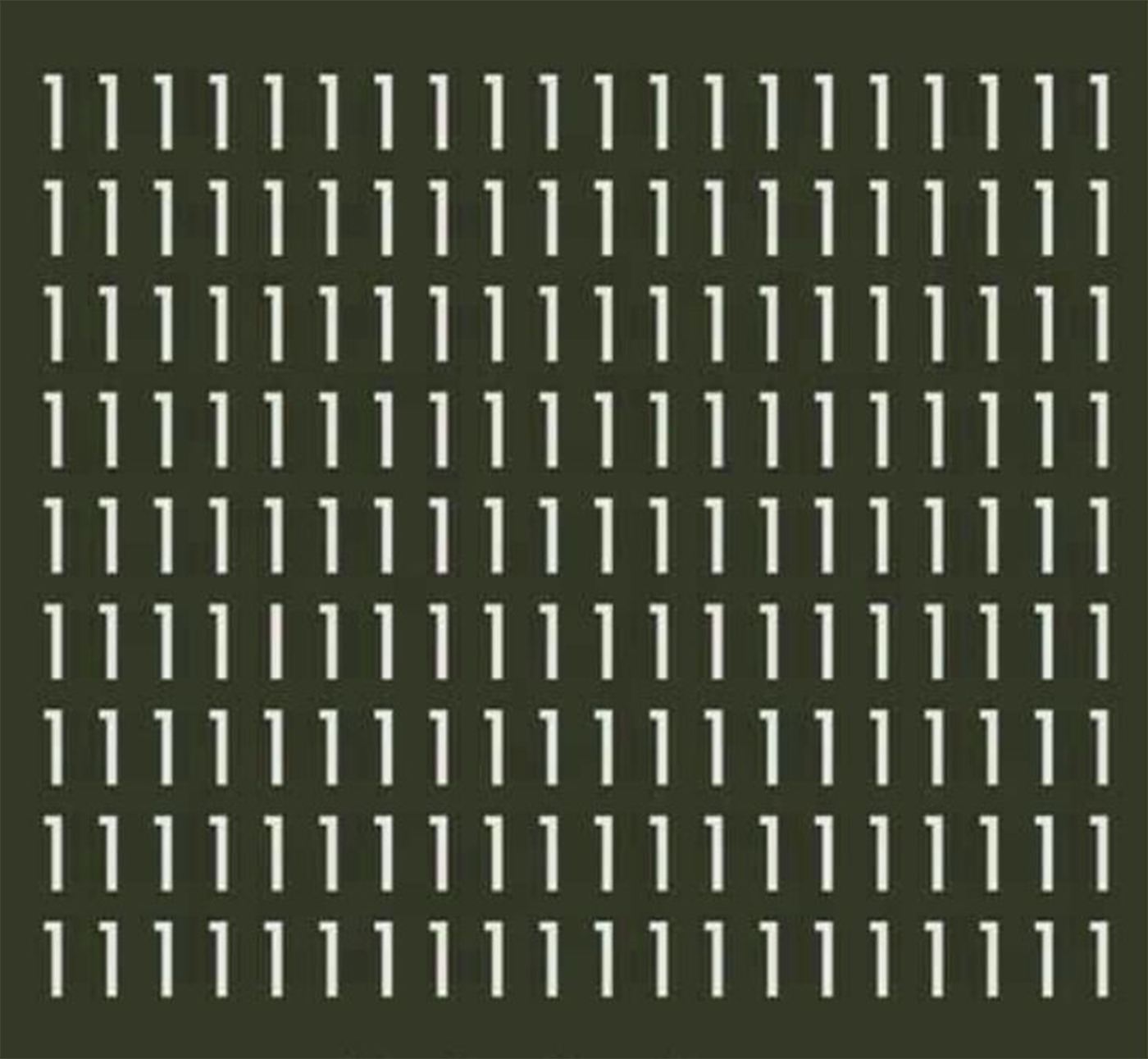 Poți descoperi singura literă „I” ascunsă printre cifrele „1”?