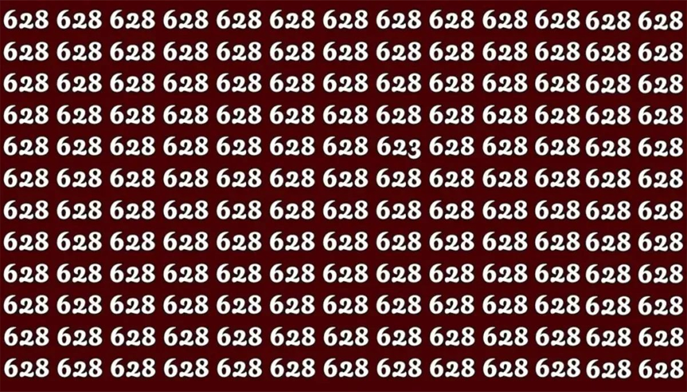 Test de logică | Nu toate cifrele din imagine sunt 628. Poți descoperi numărul diferit?