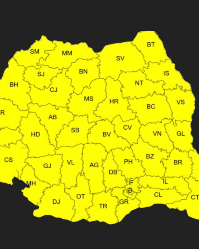 RO-Alert emis: autoritățile avertizează populația să rămână în locuințe și să evite deplasările