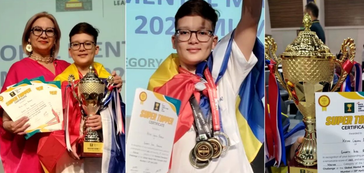 Copilul-geniu care uimește lumea! Kevin Bordea, românul de 11 ani devenit triplu campion mondial la aritmetică mentală