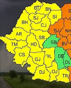 Alertă meteo în România! Cod galben de ploi torențiale, vijelii și grindină în mai multe regiuni ale țării