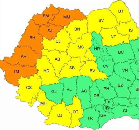 Atenție! Codul portocaliu intră în vigoare în mai multe județe